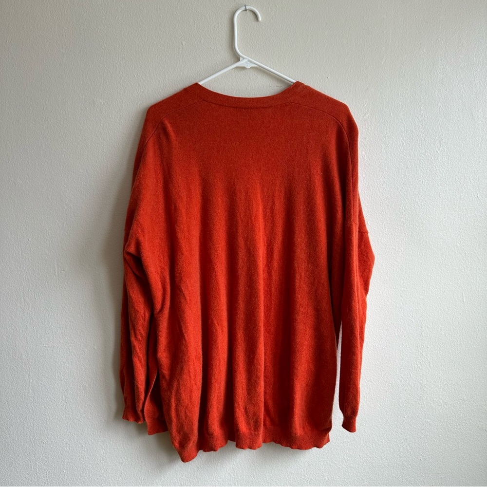 Theory Orange Oversized Cashmere Cardigan Sweater with Split Hem - Picture 4 of 4